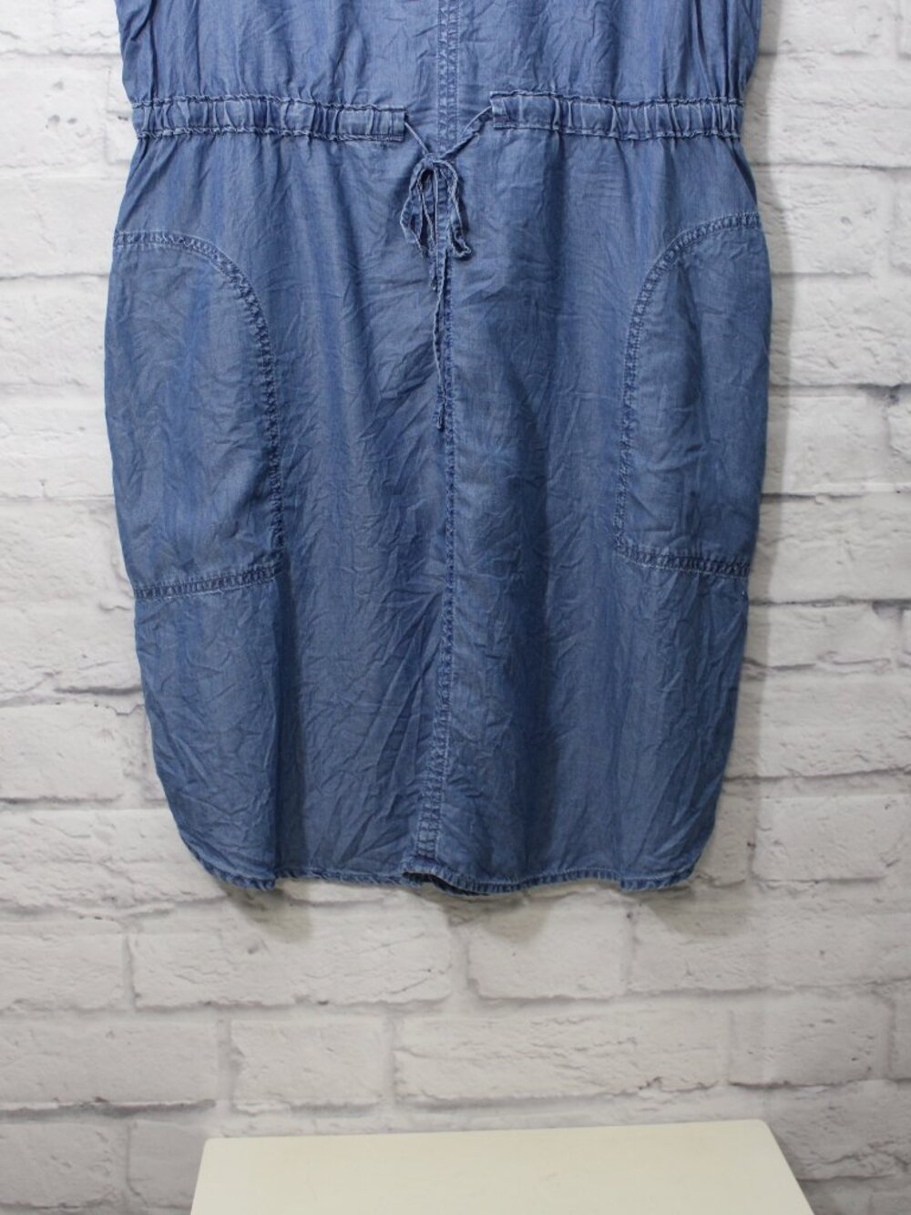 Time and Tru Large Blue Chambray Lyocell Utility Sleeveless Summer Casual Dress - Picture 2 of 9